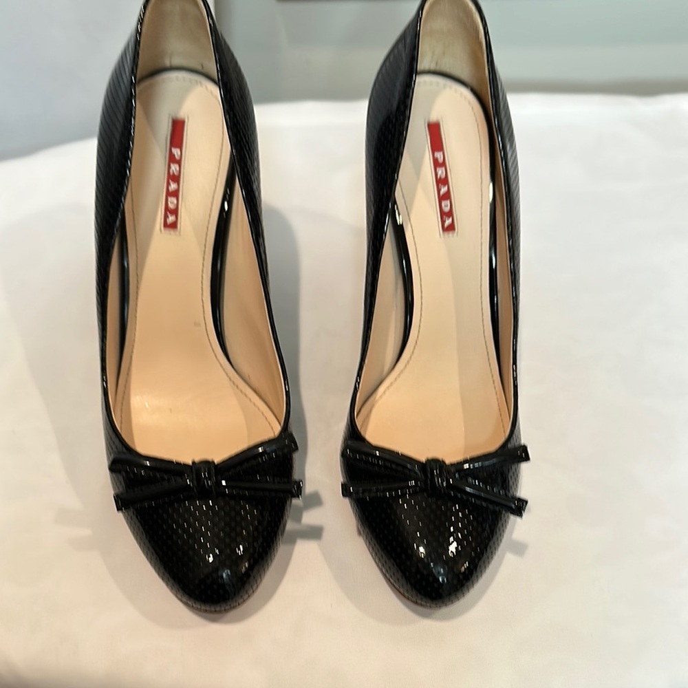 Prada Black Stiletto Heels with Glossy Finish